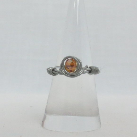 New Stainless Wrap Amber Color Hand Crafted Ring - Picture 3 of 10